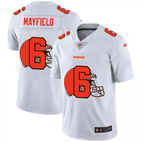 Cleveland Cleveland Browns #6 Baker Mayfield White Men's Team Logo Dual Overlap Limited Jersey Men's cheap jerseys for sale - CheapJerseys.Shop