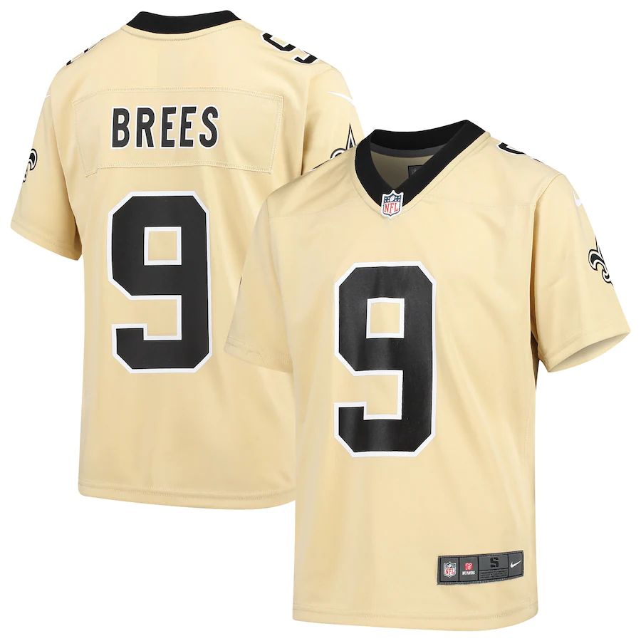 New Orleans Saints #9 Drew Brees Youth Gold Inverted Game Jersey cheap jerseys for sale - CheapJerseys.Shop