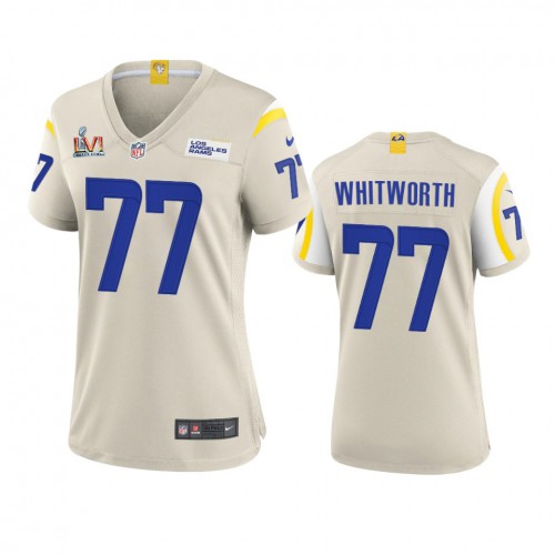 Los Angeles Los Angeles Rams #77 Andrew Whitworth Women's Super Bowl LVI Patch Game Jersey - Bone Womens cheap jerseys for sale - CheapJerseys.Shop