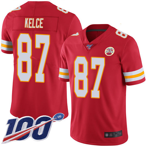 Chiefs #87 Travis Kelce Red Team Color Men's Stitched 100th Season Vapor Limited Jersey cheap jerseys for sale - CheapJerseys.Shop