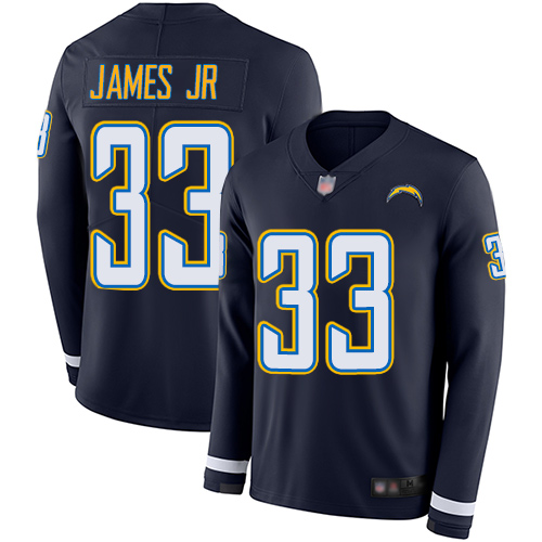 Chargers #33 Derwin James Jr Navy Blue Team Color Men's Stitched Limited Therma Long Sleeve Jersey cheap jerseys for sale - CheapJerseys.Shop