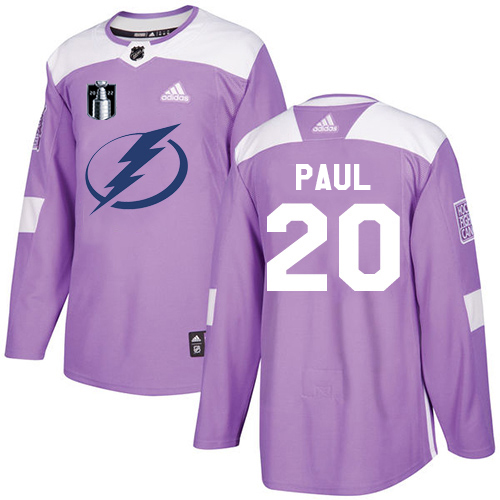 Tampa Bay Lightning #20 Nicholas Paul Purple Authentic 2022 Stanley Cup Final Patch Fights Cancer Stitched Youth Jersey Youth cheap jerseys for sale - CheapJerseys.Shop