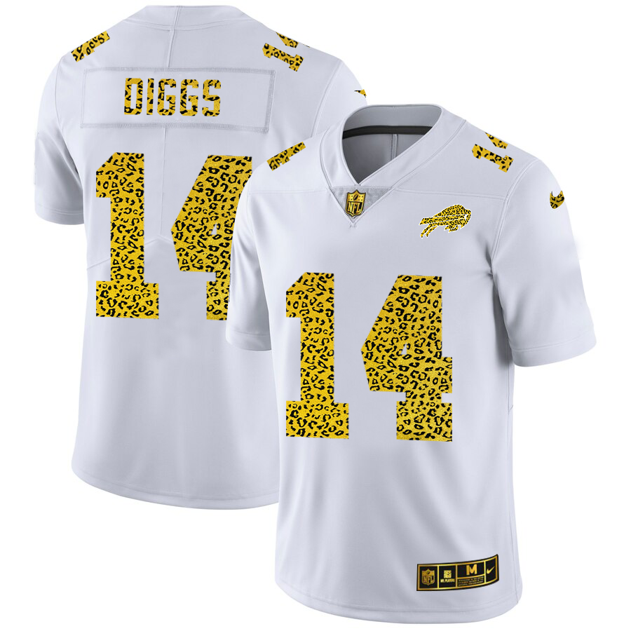 Buffalo Bills #14 Stefon Diggs Men's Flocked Leopard Print Vapor Limited Jersey White cheap jerseys for sale - CheapJerseys.Shop