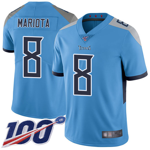 Tennessee Titans #8 Marcus Mariota Light Blue Alternate Men's Stitched 100th Season Vapor Limited Jersey Men's cheap jerseys for sale - CheapJerseys.Shop