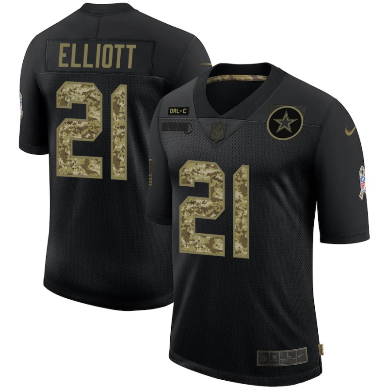 Dallas Cowboys #21 Ezekiel Elliott Men's 2020 Salute To Service Camo Limited Jersey Black cheap jerseys for sale - CheapJerseys.Shop