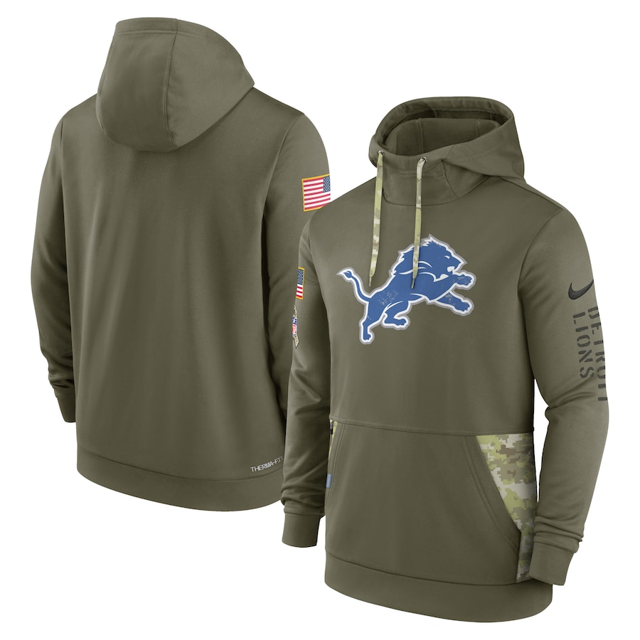 Detroit Lions 2022 Salute To Service Therma Performance Pullover Hoodie - Olive cheap jerseys for sale - CheapJerseys.Shop