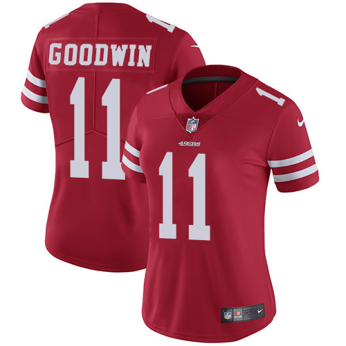 San Francisco 49ers #11 Marquise Goodwin Red Team Color Women's Stitched Vapor Untouchable Limited Jersey Womens cheap jerseys for sale - CheapJerseys.Shop