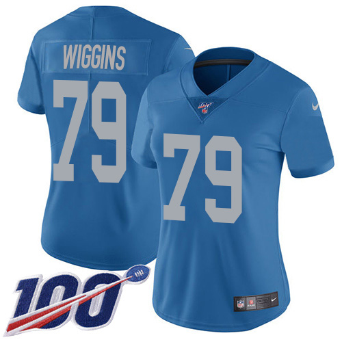 Detroit Lions #79 Kenny Wiggins Blue Throwback Women's Stitched 100th Season Vapor Untouchable Limited Jersey Womens cheap jerseys for sale - CheapJerseys.Shop