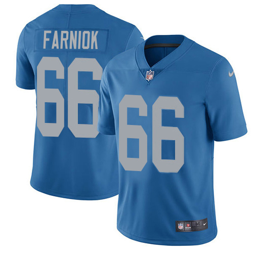 Lions #66 Matt Farniok Blue Throwback Men's Stitched Vapor Untouchable Limited Jersey cheap jerseys for sale - CheapJerseys.Shop