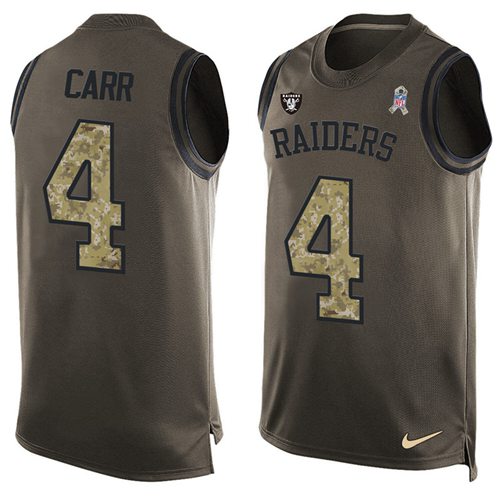 Raiders #4 Derek Carr Green Men's Stitched Limited Salute To Service Tank Top Jersey cheap jerseys for sale - CheapJerseys.Shop