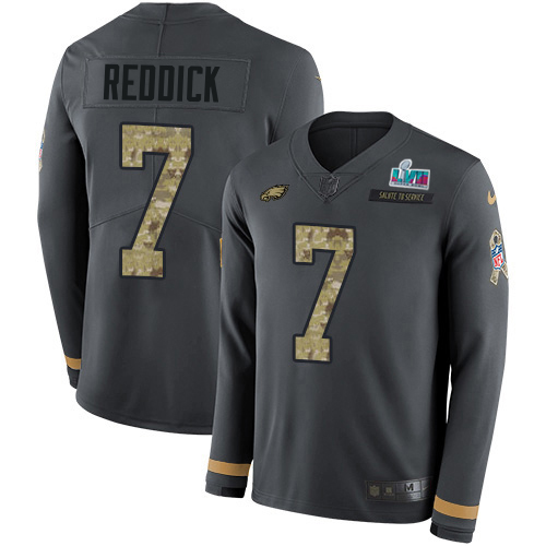 Eagles #7 Haason Reddick Anthracite Salute To Service Super Bowl LVII Patch Men's Stitched Limited Therma Long Sleeve Jersey cheap jerseys for sale - CheapJerseys.Shop