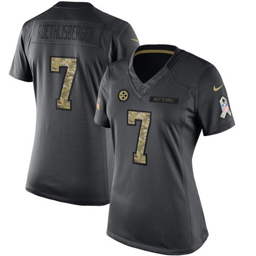 Pittsburgh Steelers #7 Ben Roethlisberger Black Women's Stitched Limited 2016 Salute to Service Jersey Womens cheap jerseys for sale - CheapJerseys.Shop