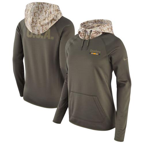 Women's Pittsburgh Steelers Olive Salute To Service Performance Pullover Hoodie cheap jerseys for sale - CheapJerseys.Shop