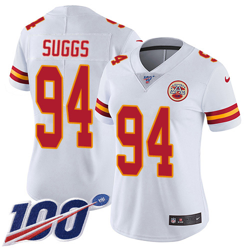 Kansas City Chiefs #94 Terrell Suggs White Women's Stitched 100th Season Vapor Untouchable Limited Jersey Womens cheap jerseys for sale - CheapJerseys.Shop