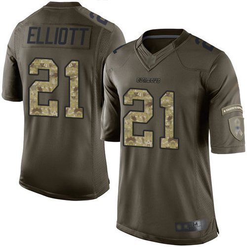 Cowboys #21 Ezekiel Elliott Green Men's Stitched Limited 2015 Salute To Service Jersey cheap jerseys for sale - CheapJerseys.Shop