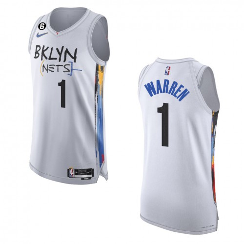 Brooklyn Brooklyn Nets #1 T.J. Warren White 2022-23 Authentic Jersey - City Edition Mens cheap jerseys for sale - CheapJerseys.Shop