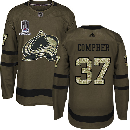 Colorado Avalanche #37 J.T. Compher Green Youth 2022 Stanley Cup Champions Salute To Service Stitched Jersey Youth cheap jerseys for sale - CheapJerseys.Shop