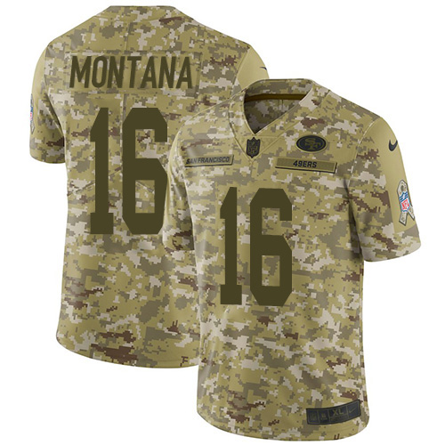 49ers #16 Joe Montana Camo Men's Stitched Limited 2018 Salute To Service Jersey cheap jerseys for sale - CheapJerseys.Shop