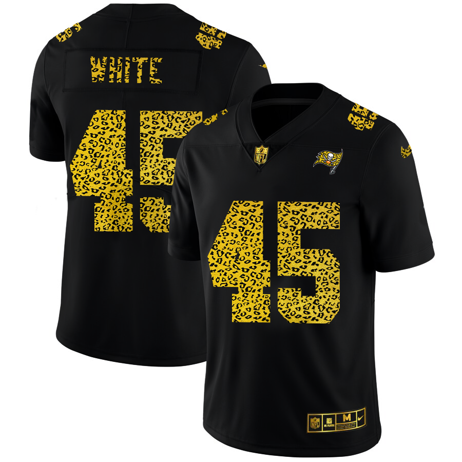 Tampa Bay Buccaneers #45 Devin White Men's Leopard Print Fashion Vapor Limited Jersey Black cheap jerseys for sale - CheapJerseys.Shop