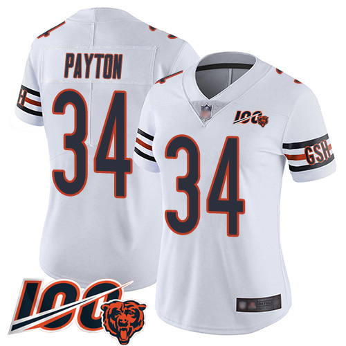 Bears #34 Walter Payton White Women's Stitched 100th Season Vapor Limited Jersey cheap jerseys for sale - CheapJerseys.Shop