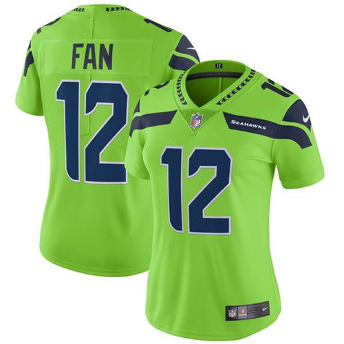 Seahawks #12 Fan Green Women's Stitched Limited Rush Jersey cheap jerseys for sale - CheapJerseys.Shop