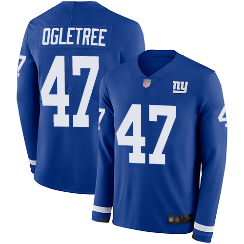 New York Giants #47 Alec Ogletree Royal Blue Team Color Men's Stitched Limited Therma Long Sleeve Jersey Men's cheap jerseys for sale - CheapJerseys.Shop