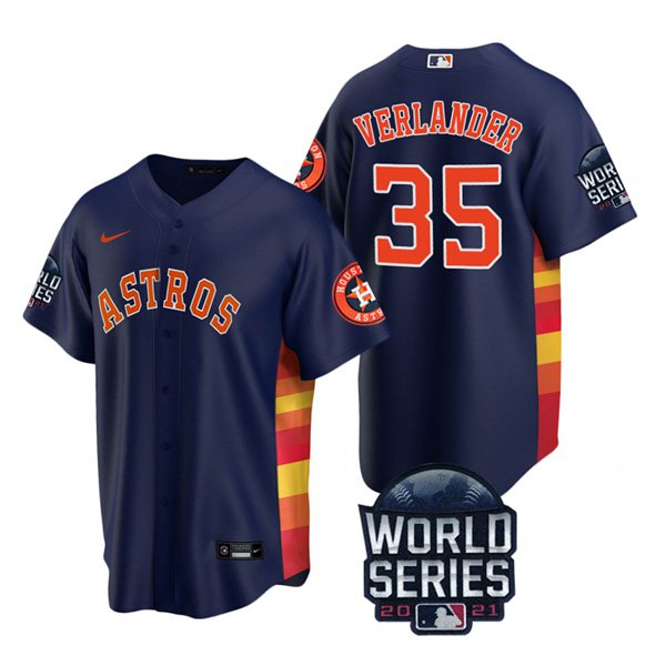 Houston Astros #35 Justin Verlander Men's 150th Anniversary 2021 World Series Game Jersey - Navy cheap jerseys for sale - CheapJerseys.Shop