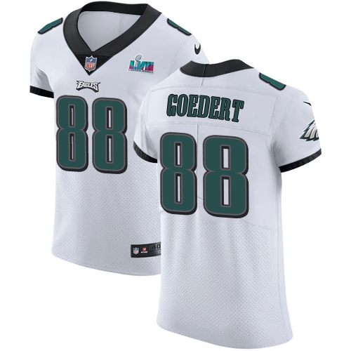 Eagles #88 Dallas Goedert White Super Bowl LVII Patch Men's Stitched New Elite Jersey cheap jerseys for sale - CheapJerseys.Shop