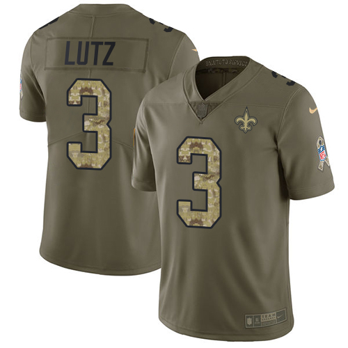 New Orleans Saints #3 Wil Lutz Olive/Camo Men's Stitched Limited 2017 Salute To Service Jersey Men's cheap jerseys for sale - CheapJerseys.Shop