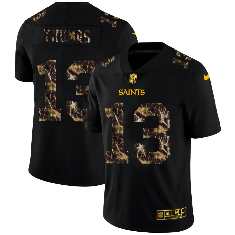 New Orleans Saints #13 Michael Thomas Men's Black Flocked Lightning Vapor Limited Jersey cheap jerseys for sale - CheapJerseys.Shop