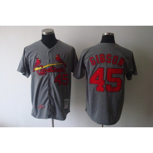 Mitchell And Ness 1967 St.Louis Cardinals #45 Bob Gibson Grey Stitched Throwback Jersey Men's cheap jerseys for sale - CheapJerseys.Shop