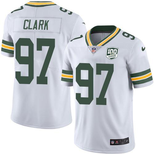Green Bay Packers #97 Kenny Clark White Men's 100th Season Stitched Vapor Untouchable Limited Jersey Men's cheap jerseys for sale - CheapJerseys.Shop
