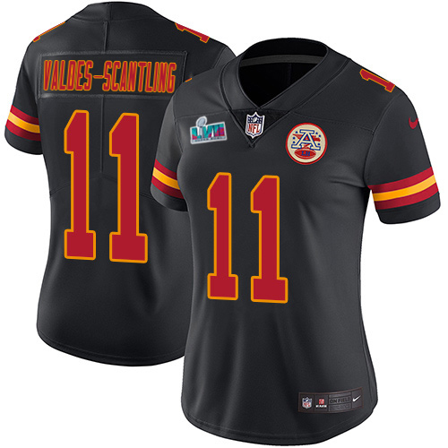 Chiefs #11 Marquez Valdes-Scantling Black Super Bowl LVII Patch Women's Stitched Limited Rush Jersey cheap jerseys for sale - CheapJerseys.Shop