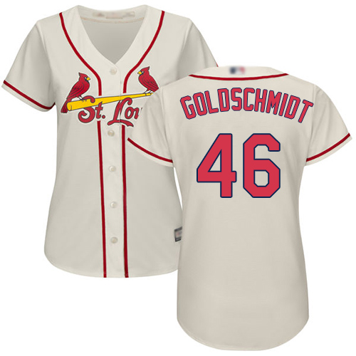 St.Louis Cardinals #46 Paul Goldschmidt Cream Alternate Women's Stitched Jersey Womens cheap jerseys for sale - CheapJerseys.Shop