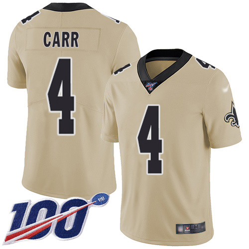 Saints #4 Derek Carr Gold Youth Stitched Limited Inverted Legend 100th Season Jersey cheap jerseys for sale - CheapJerseys.Shop