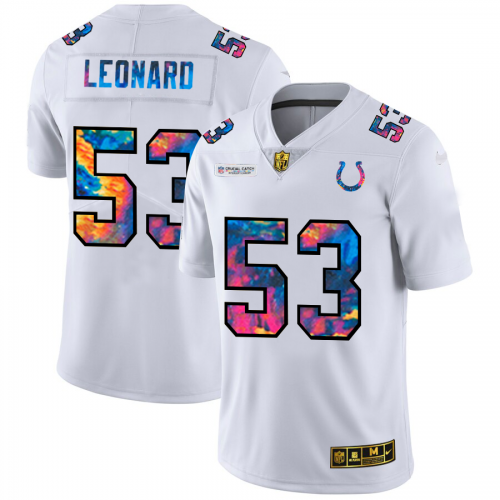 Indianapolis Indianapolis Colts #53 Darius Leonard Men's White Multi-Color 2020 Crucial Catch Limited Jersey Men's cheap jerseys for sale - CheapJerseys.Shop