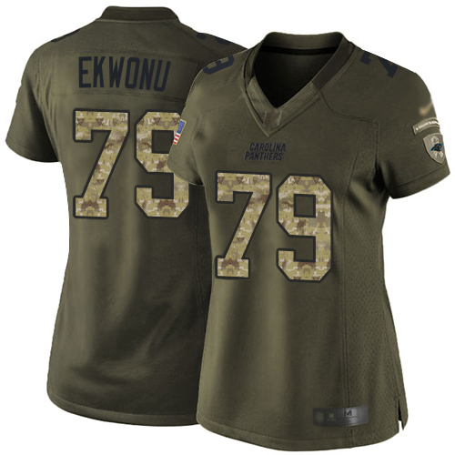 Panthers #79 Ikem Ekwonu Green Women's Stitched Limited 2015 Salute To Service Jersey cheap jerseys for sale - CheapJerseys.Shop