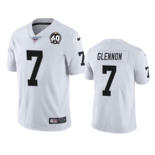 Las Vegas Raiders #7 Mike Glennon White 60th Anniversary Vapor Limited Stitched 100th Season Jersey Men's cheap jerseys for sale - CheapJerseys.Shop