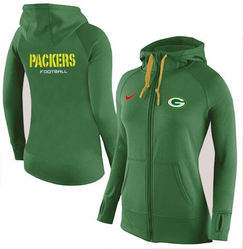 Women's Green Bay Packers Full-Zip Performance Hoodie Green cheap jerseys for sale - CheapJerseys.Shop