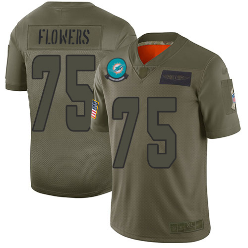 Miami Dolphins #75 Ereck Flowers Camo Men's Stitched Limited 2019 Salute To Service Jersey Men's cheap jerseys for sale - CheapJerseys.Shop