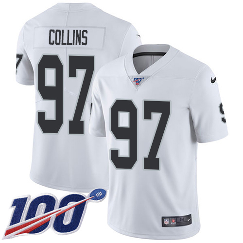 Las Vegas Raiders #97 Maliek Collins White Men's Stitched 100th Season Vapor Untouchable Limited Jersey Men's cheap jerseys for sale - CheapJerseys.Shop