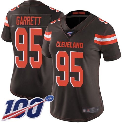 Browns #95 Myles Garrett Brown Team Color Women's Stitched 100th Season Vapor Limited Jersey cheap jerseys for sale - CheapJerseys.Shop