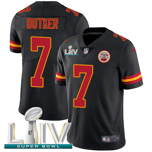 Chiefs #7 Harrison Butker Black Super Bowl LIV 2020 Youth Stitched Limited Rush Jersey cheap jerseys for sale - CheapJerseys.Shop