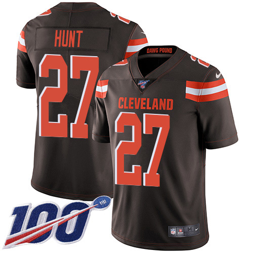 Cleveland Browns #27 Kareem Hunt Brown Team Color Youth Stitched 100th Season Vapor Untouchable Limited Jersey Youth cheap jerseys for sale - CheapJerseys.Shop
