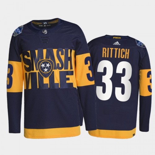 Nashville Predators #33 David Rittich Men's 2022 Stadium Series Authentic Jersey - Navy Men's cheap jerseys for sale - CheapJerseys.Shop