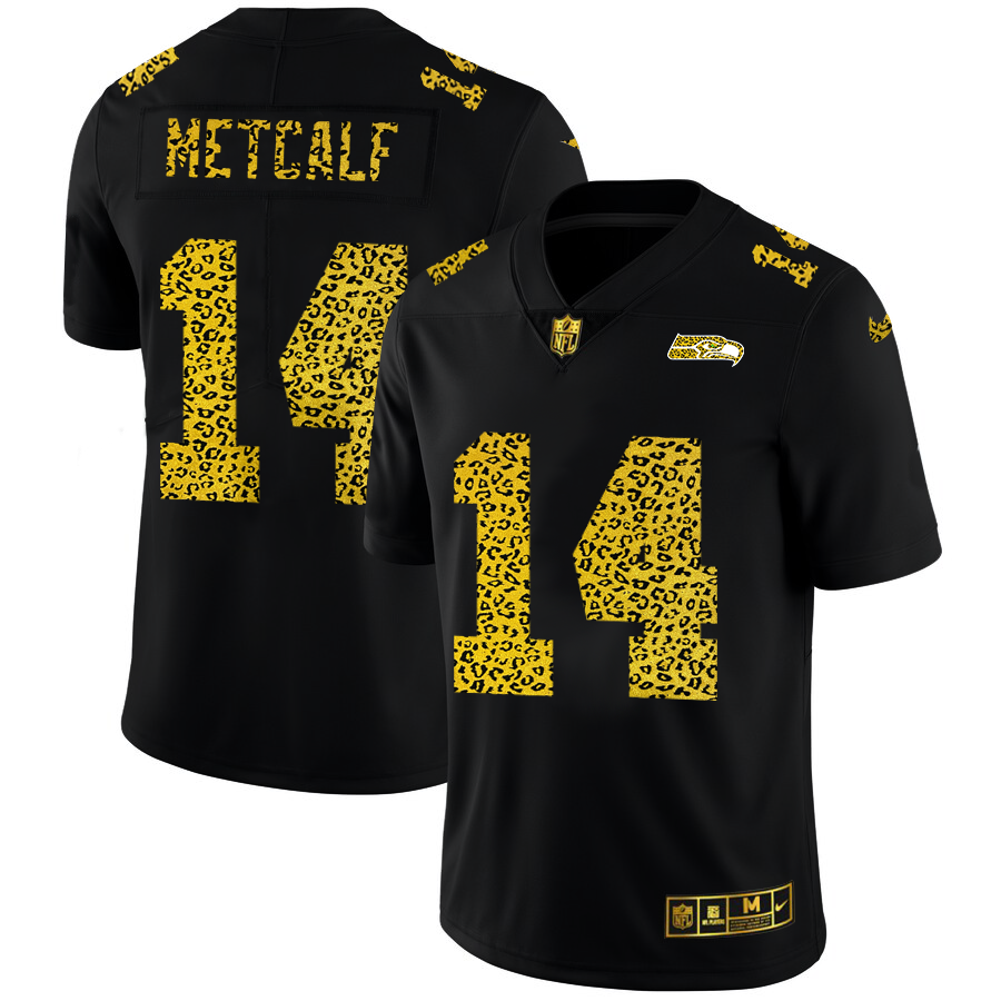 Seattle Seahawks #14 DK Metcalf Men's Leopard Print Fashion Vapor Limited Jersey Black cheap jerseys for sale - CheapJerseys.Shop