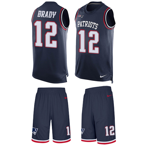 Patriots #12 Tom Brady Navy Blue Team Color Men's Stitched Limited Tank Top Suit Jersey cheap jerseys for sale - CheapJerseys.Shop