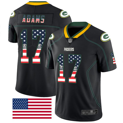 Packers #17 Davante Adams Black Men's Stitched Limited Rush USA Flag Jersey cheap jerseys for sale - CheapJerseys.Shop