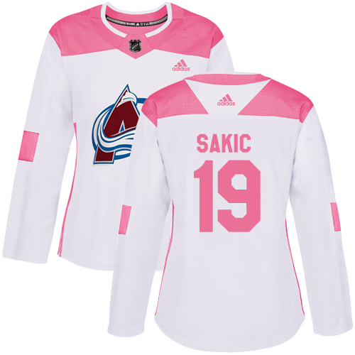 Colorado Avalanche #19 Joe Sakic White/Pink Authentic Fashion Women's Stitched Jersey Womens cheap jerseys for sale - CheapJerseys.Shop
