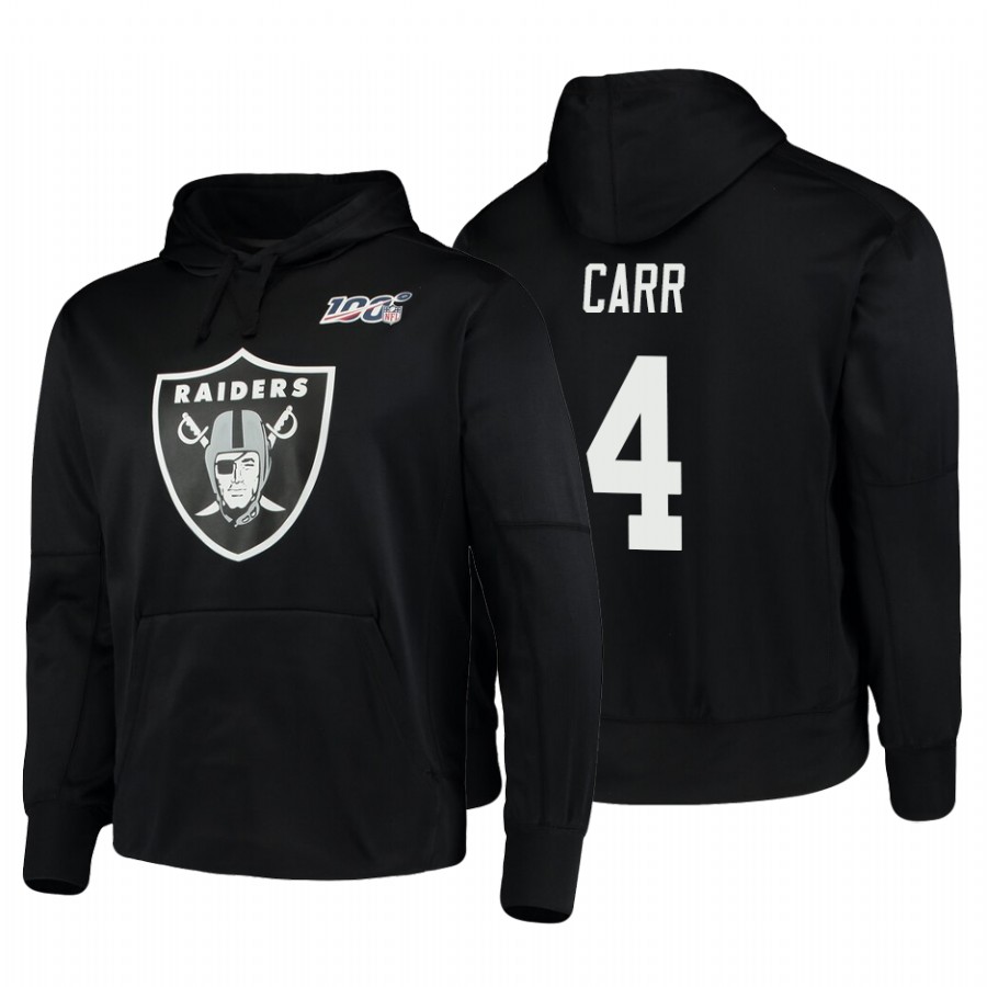 Las Vegas Raiders #4 Derek Carr 100 Primary Logo Circuit Name & Number Pullover Hoodie Black cheap jerseys for sale - CheapJerseys.Shop